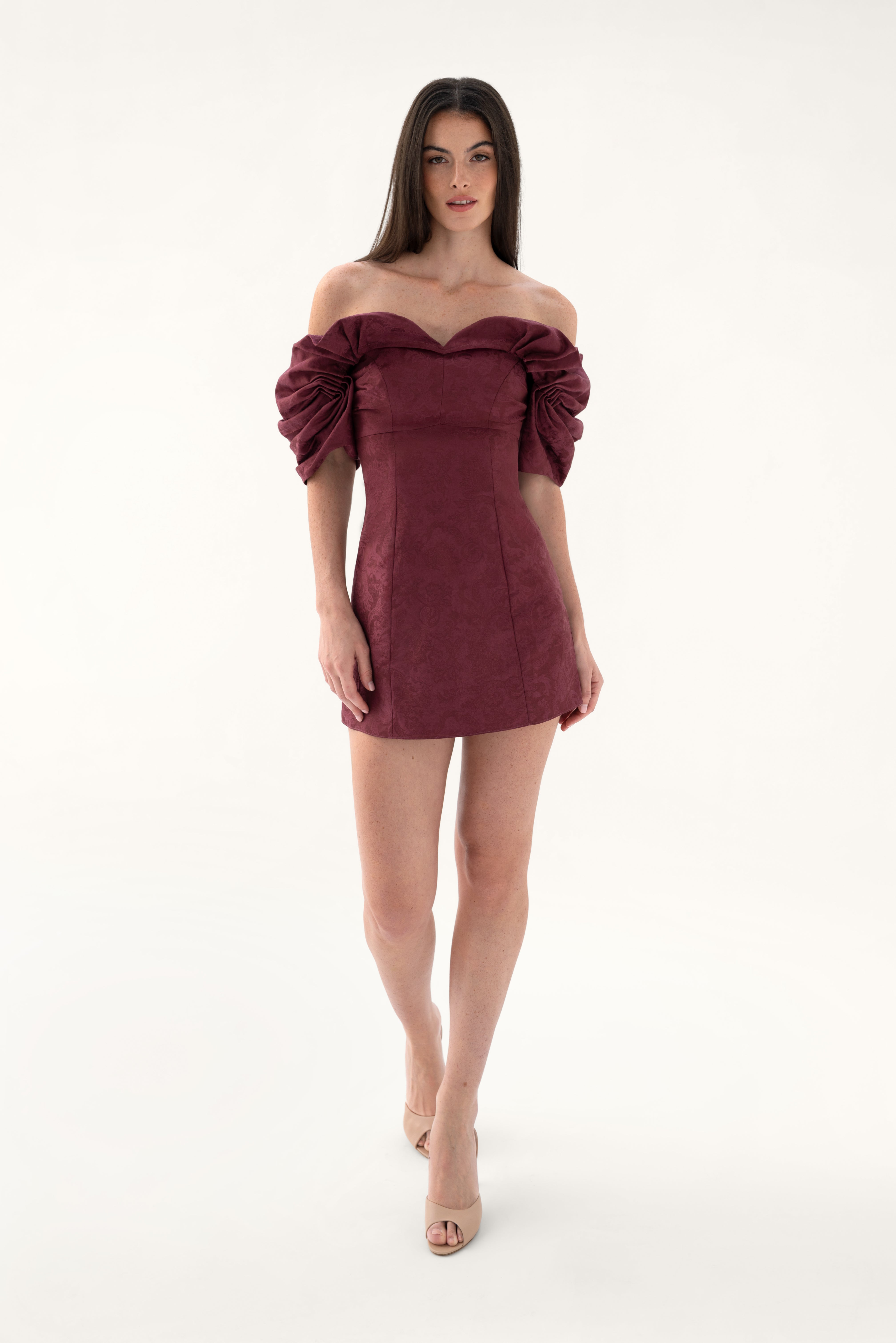 Nava Off-Shoulder Dress in jacquard