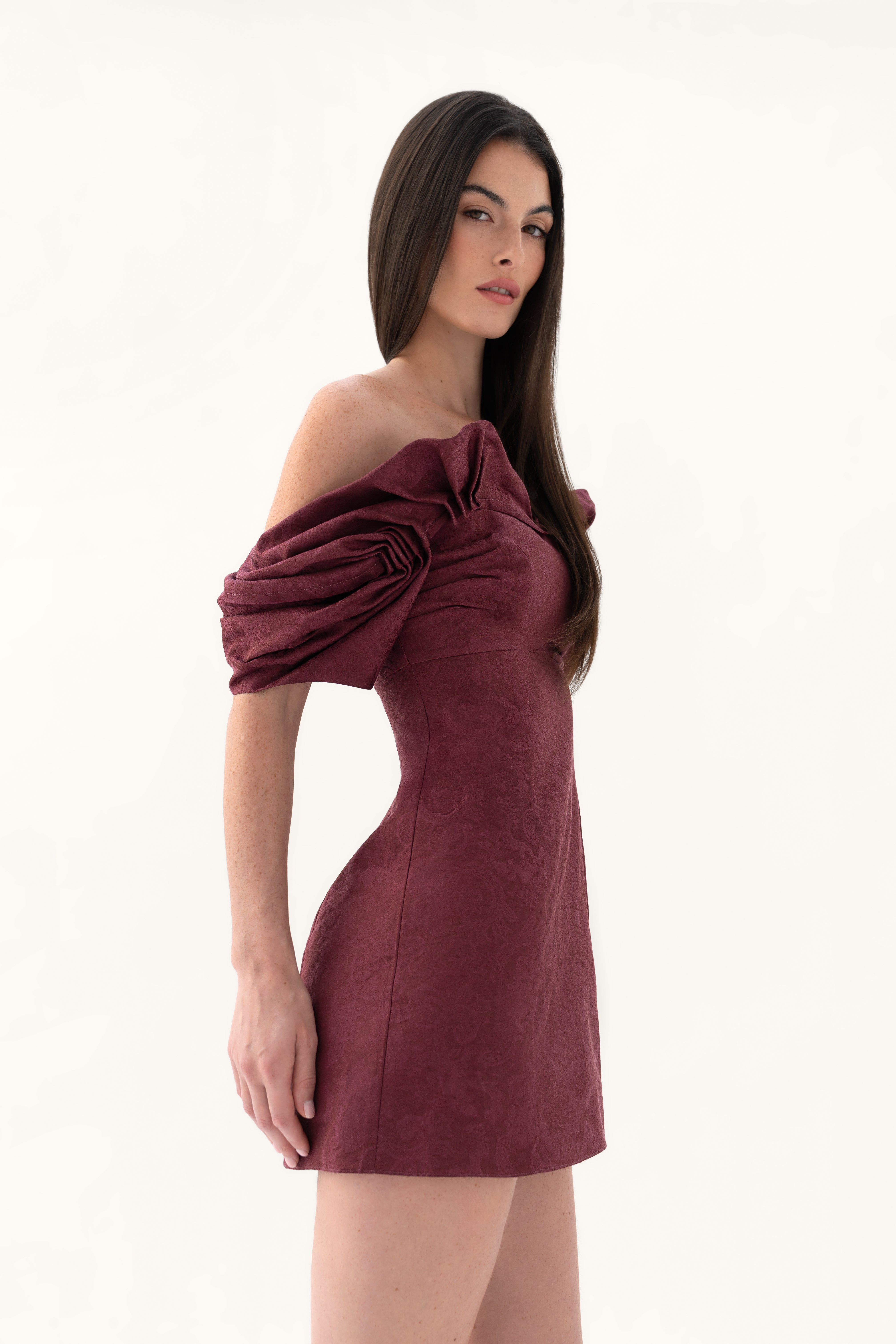 Nava Off-Shoulder Dress in jacquard