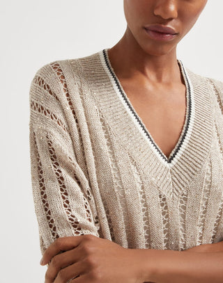 Net knit dress in linen