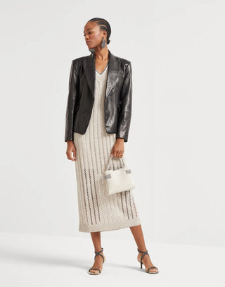 Net knit dress in linen