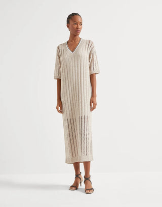 Net knit dress in linen
