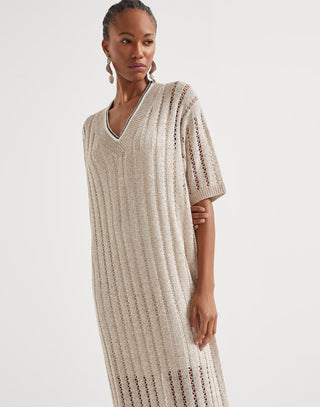 Net knit dress in linen