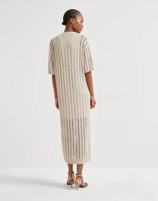 Net knit dress in linen