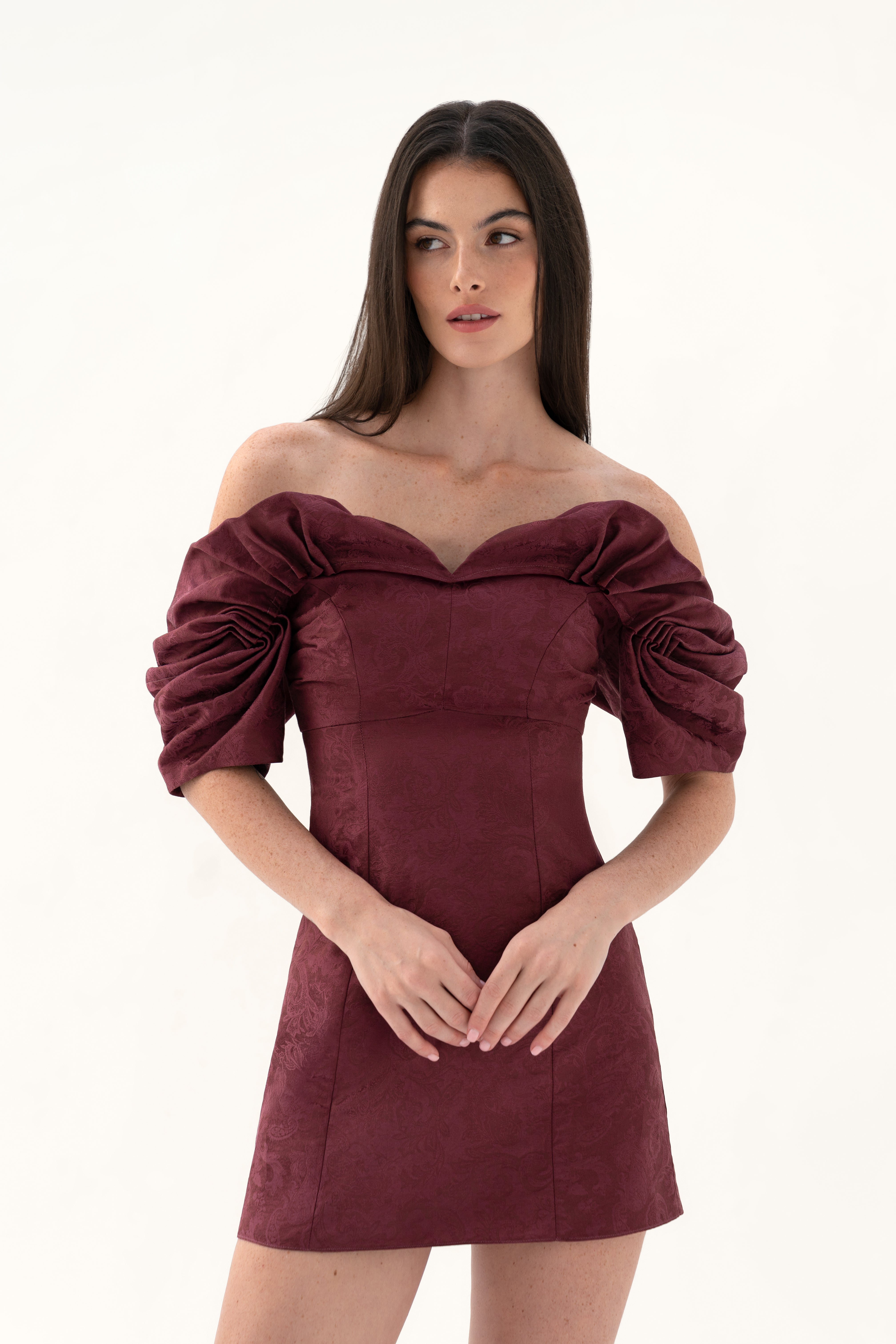 Nava Off-Shoulder Dress in jacquard