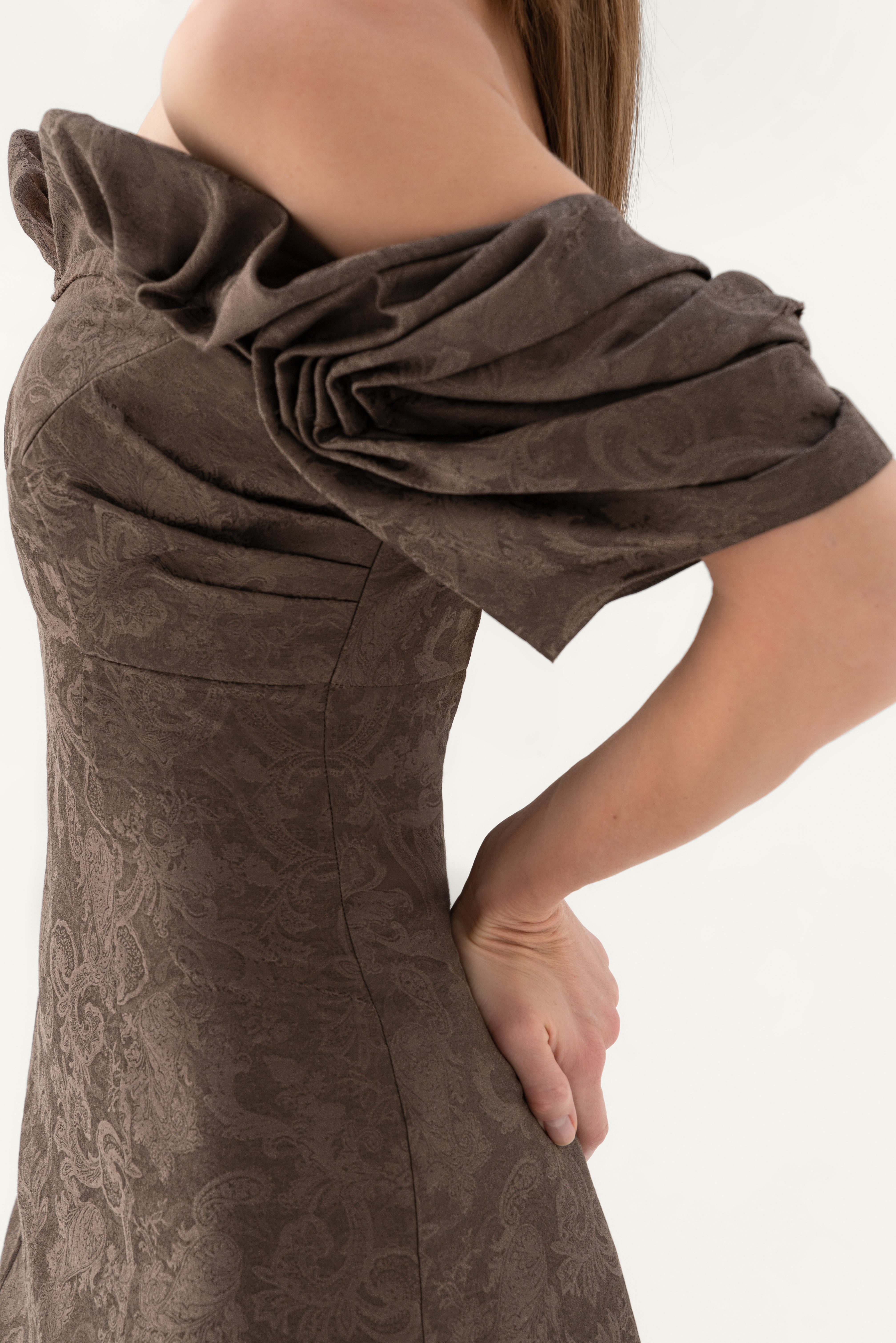 Nava Off-Shoulder Dress in jacquard