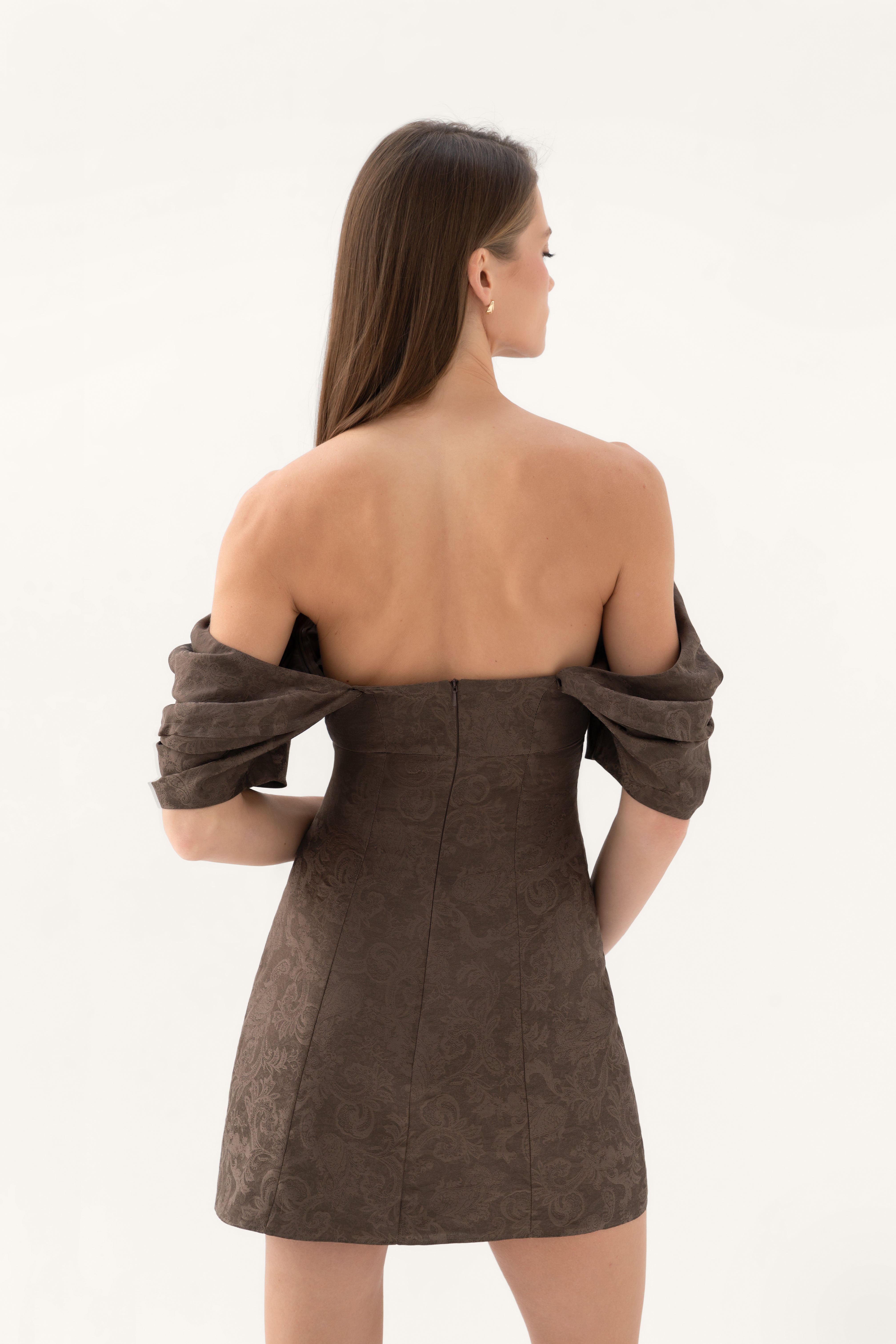 Nava Off-Shoulder Dress in jacquard